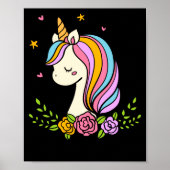 Unicorn Cute Whimsical Girly D Name Poster (Voorkant)