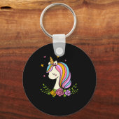 Unicorn Cute Whimsical Girly D Name  Sleutelhanger (Voorkant)