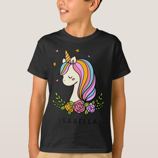 Unicorn Cute Whimsical Girly D Name  T-shirt (Voorkant)