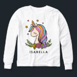 Unicorn Cute Whimsical Girly Persoonlijke naam<br><div class="desc">Eenhoorn Leuke Whimsical Girly Pink Floral Gepersonaliseerde Naam Meisjes T-shirts heeft een schattige eenhoorn met sterren, harten en bloemen. Perfecte cadeaus voor meisjes voor verjaardag, kerst, feestdagen en meer. Ontworpen door ©Evco Studio www.zazzle.com/store/evcostudio</div>