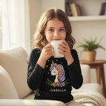 Unicorn Cute Whimsical Girly Persoonlijke naam<br><div class="desc">Eenhoorn Leuke Whimsical Girly Pink Floral Gepersonaliseerde Naam Meisjes T-shirts heeft een schattige eenhoorn met sterren,  harten en bloemen. Perfecte cadeaus voor meisjes voor verjaardag,  kerst,  feestdagen en meer. Ontworpen door ©Evco Studio www.zazzle.com/store/evcostudio</div>