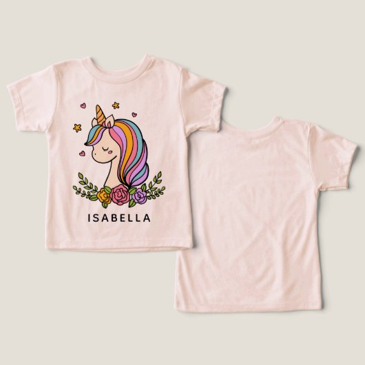 Unicorn Cute Whimsical Girly Persoonlijke naam (Ontwerp Voorkant & Achterkant)