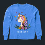 Unicorn Cute Whimsical Girly Persoonlijke naam<br><div class="desc">Eenhoorn Leuke Whimsical Girly Pink Floral Gepersonaliseerde Naam Meisjes T-shirts heeft een schattige eenhoorn met sterren,  harten en bloemen. Perfecte cadeaus voor meisjes voor verjaardag,  kerst,  feestdagen en meer. Ontworpen door ©Evco Studio www.zazzle.com/store/evcostudio</div>
