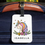Unicorn Cute Whimsical Girly Persoonlijke naam Bagagelabel<br><div class="desc">Eenhoorn Leuke Whimsical Girly Pink Floral Gepersonaliseerde Naam Bagagelabels beschikt over een schattige eenhoorn met sterren,  harten en bloemen. Perfect voor meisjes voor verjaardagscadeaus,  gepersonaliseerde kerstcadeaus en meer. Ontworpen door ©Evco Studio www.zazzle.com/store/evcostudio</div>