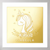 Unicorn Cute Whimsical Girly Persoonlijke naam Folie Afdrukken (Voorkant)