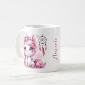 Unicorn Cute Whimsical Girly Persoonlijke naam Koffiemok (Voorkant links)
