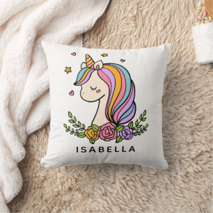 Unicorn Cute Whimsical Girly Persoonlijke naam Kussen