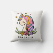 Unicorn Cute Whimsical Girly Persoonlijke naam Kussen (Achterkant)