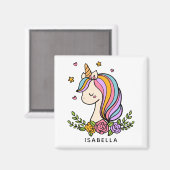 Unicorn Cute Whimsical Girly Persoonlijke naam Magneet (Voorkant / Achterkant)