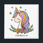 Unicorn Cute Whimsical Girly Persoonlijke naam Magneet<br><div class="desc">Unicorn Schattige Whimsical Girly Pink Floral Personalized Name Magnet heeft een leuke eenhoorn met sterren,  harten en bloemen. Perfect voor waterflessen,  beste vrienden,  verjaardagsfeestgeschenken en gunsten. Personaliseer door de tekst in het bijgeleverde tekstvak te bewerken. Ontworpen door ©Evco Studio www.zazzle.com/store/evcostudio</div>