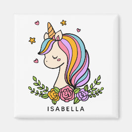 Unicorn Cute Whimsical Girly Persoonlijke naam Magneet