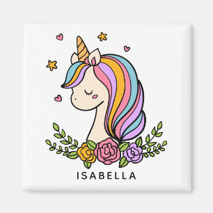 Unicorn Cute Whimsical Girly Persoonlijke naam Magneet