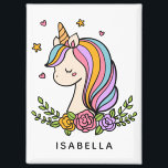 Unicorn Cute Whimsical Girly Persoonlijke naam Magneet<br><div class="desc">Unicorn Schattige Whimsical Girly Pink Floral Personalized Name Magnet heeft een leuke eenhoorn met sterren,  harten en bloemen. Perfect voor waterflessen,  beste vrienden,  verjaardagsfeestgeschenken en gunsten. Personaliseer door de tekst in het bijgeleverde tekstvak te bewerken. Ontworpen door ©Evco Studio www.zazzle.com/store/evcostudio</div>