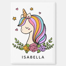 Unicorn Cute Whimsical Girly Persoonlijke naam Magneet