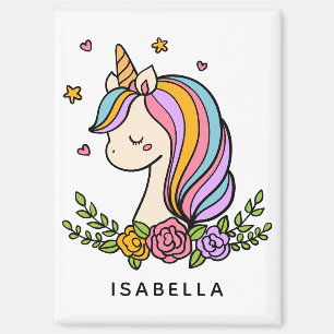 Unicorn Cute Whimsical Girly Persoonlijke naam Magneet