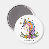 Unicorn Cute Whimsical Girly Persoonlijke naam Magneet (Voorkant / Achterkant)