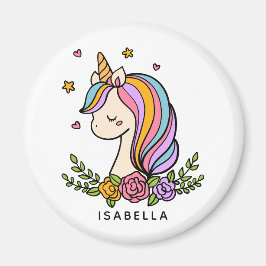 Unicorn Cute Whimsical Girly Persoonlijke naam Magneet
