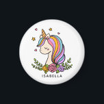 Unicorn Cute Whimsical Girly Persoonlijke naam Magneet<br><div class="desc">Unicorn Schattige Whimsical Girly Pink Floral Personalized Name Magnet heeft een leuke eenhoorn met sterren,  harten en bloemen. Perfect voor geschenken voor vrienden,  verjaardagsfeestgeschenken en gunsten. Personaliseer door de tekst in het bijgeleverde tekstvak te bewerken. Ontworpen door ©Evco Studio www.zazzle.com/store/evcostudio</div>