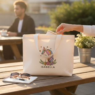 Unicorn Cute Whimsical Girly Persoonlijke naam Mini Tote Bag