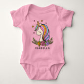 Unicorn Cute Whimsical Girly Persoonlijke naam Romper (Voorkant)