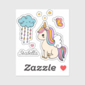 Unicorn Cute Whimsical Girly Persoonlijke naam Sticker (Vel)