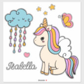 Unicorn Cute Whimsical Girly Persoonlijke naam Sticker (Vel)