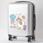 Unicorn Cute Whimsical Girly Persoonlijke naam Sticker (Koffer)