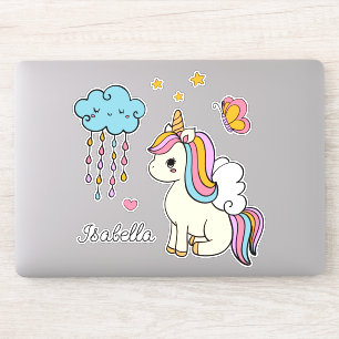Unicorn Cute Whimsical Girly Persoonlijke naam Sticker