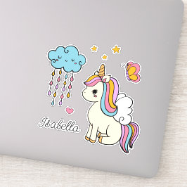 Unicorn Cute Whimsical Girly Persoonlijke naam Sticker
