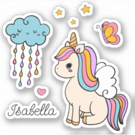 Unicorn Cute Whimsical Girly Persoonlijke naam Sticker