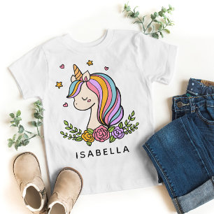 Unicorn Cute Whimsical Girly Persoonlijke naam T-shirt