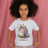 Unicorn Cute Whimsical Girly Persoonlijke naam T-shirt