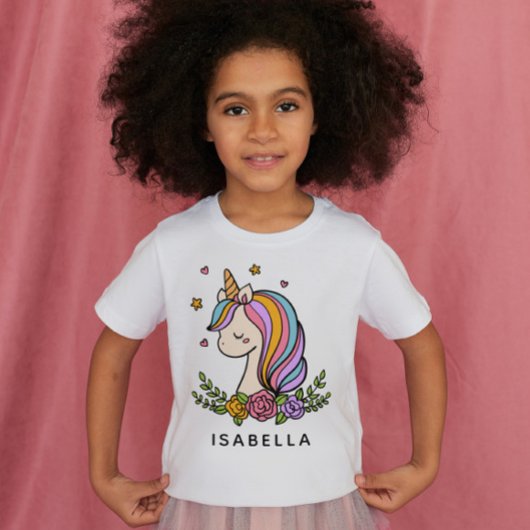 Unicorn Cute Whimsical Girly Persoonlijke naam T-shirt