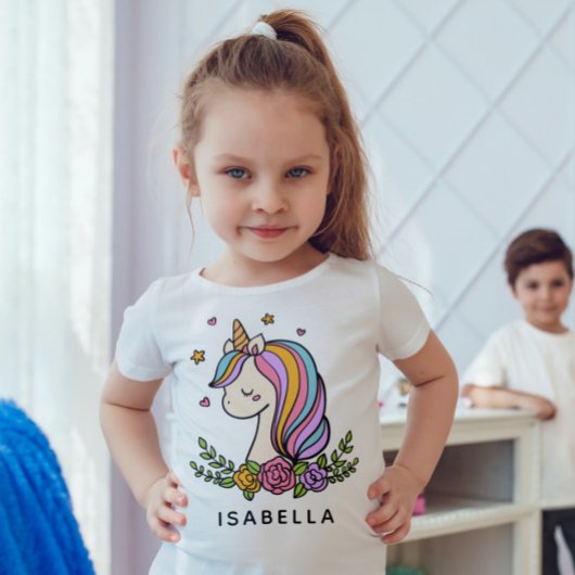 Unicorn Cute Whimsical Girly Persoonlijke naam T-shirt