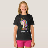 Unicorn Cute Whimsical Girly Persoonlijke naam T-shirt (Voorkant volledig)