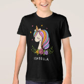 Unicorn Cute Whimsical Girly Persoonlijke naam Tri-Blend Shirt (Voorkant)
