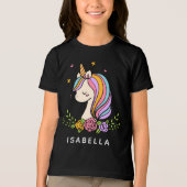 Unicorn Cute Whimsical Girly Persoonlijke naam Tri-Blend Shirt (Voorkant)