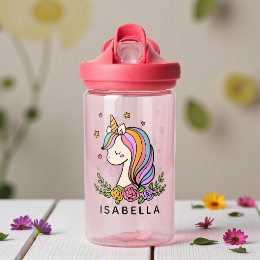 Unicorn Cute Whimsical Girly Persoonlijke naam Waterfles