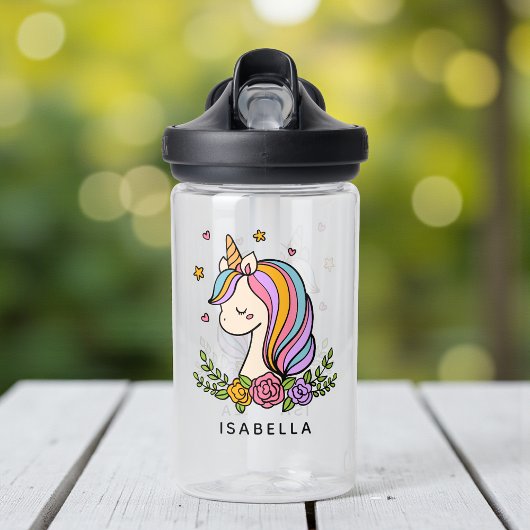 Unicorn Cute Whimsical Girly Persoonlijke naam Waterfles