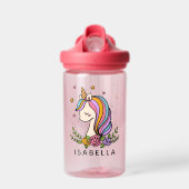 Unicorn Cute Whimsical Girly Persoonlijke naam Waterfles (Voorkant)