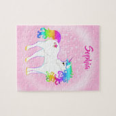 Unicorn Cute Whimsical Pink Stars Legpuzzel (Horizontaal)