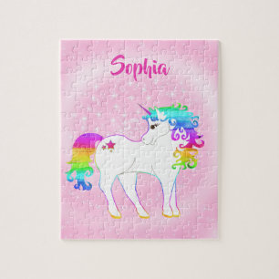 Unicorn Cute Whimsical Pink Stars Legpuzzel