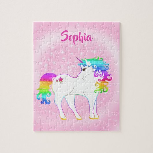 Unicorn Cute Whimsical Pink Stars Legpuzzel (Verticaal)