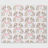 Unicorn Cuteness Overload Naam toevoegen Verjaarda Cadeaupapier (Vlak)