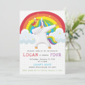 Unicorn Dab Birthday Uitnodiging (Staand voorkant)