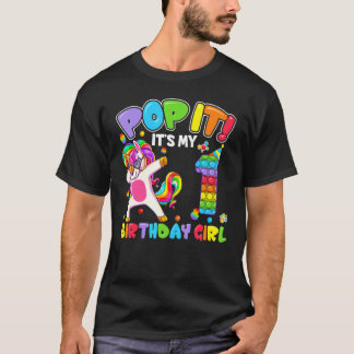 Unicorn Dabbing 1 Year Old 1st Birthday Pop It FID T-shirt