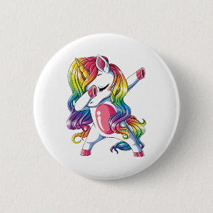 Unicorn Dabbing Birthday Giften for Kids Boys Girl Ronde Button 5,7 Cm