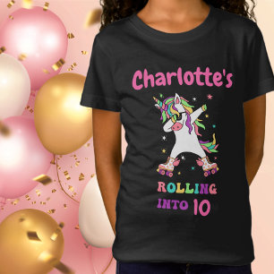 Unicorn Dabbing Roller Skateday met naam T-shirt