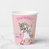 Unicorn Dabbing Roller Skateday Papieren Bekers (Achterkant)