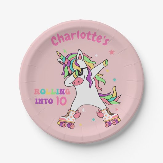 Unicorn Dabbing Roller Skateday Papieren Bordje (Voorkant)